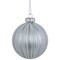 Northlight 4ct Silver and White Glitter Striped Glass Ball Christmas Ornaments 3"